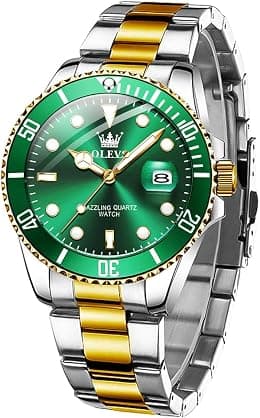 OLEVS Mens Watches Designer Calendar Dress Metal Stainless Steel Quartz Analog Waterproof Luminous Wrist Watch Gent Large - Best Deal Finder