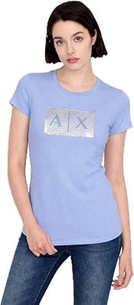 تي شيرت أساسي حريمي A|X Armani EXCHANGE مع شعار على الصدر - دليلك لأفضل العروض