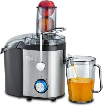 BLACK+DECKER Juicer Extractor, High-Powered 800W Motor, Stainless Steel Design, Large 1.7L Pulp Container, 1.1L Juice Collector, Dual Speed Control, XL Feeding Chute, Silver/Black - JE800-B5 على Amazon.ae - متتبع الأسعار