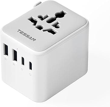 TESSAN Universal Travel Adapter Worldwide with 2 USB C and 2 USB A Ports, Universal Plug Adaptor UK to World, International Travel Adapter for Multi Countries EU, USA, UK, Australia, Thailand etc - Amazon.ae Price Tracker