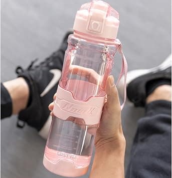 Tycom Tritan Water Bottle 1L Leak-Proof Drink Bottle, Tritan Gym Bottle with Protein Shaker, Flip Top Lid & Removable Strainer Sport Bottle for Fitness Cycling, Gym Camping Sports (Transparent Pink) on Amazon.ae - Price Tracker