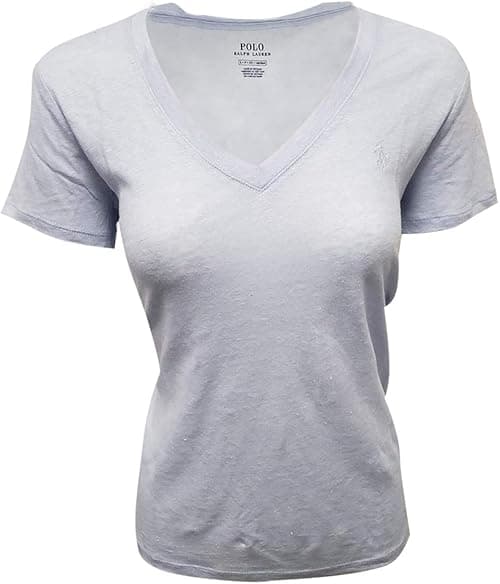 Polo Ralph Lauren Women's Special Cotton V-Neck T-Shirt (Large, Light Blue) on Amazon.ae - Price Tracker