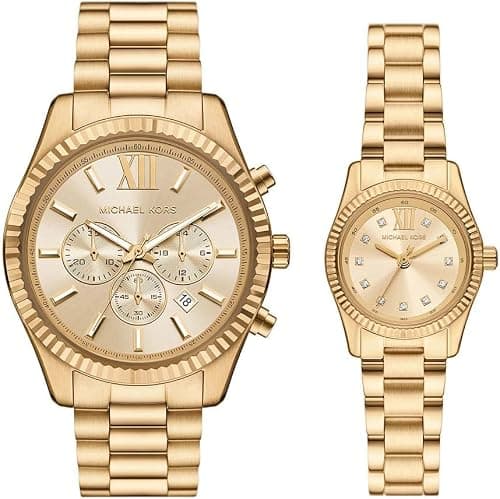 Michael Kors MK4950SET Lexington Stainless Steel Watch 2-Piece Set for Unisex, 26-44 mm Case Size, Gold على Amazon.ae - متتبع الأسعار