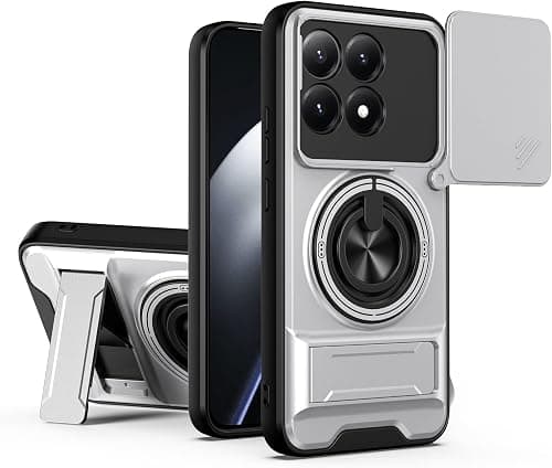 Cover Compatible with Xiaomi Poco F8 Ultra 5G,Compatible with Redmi K90 Pro Max Car Magnetic Mount Camera Sliding Window Anti-drop 2 in 1【PC+TPU】Ring holder Kickstand Case White على Amazon.ae - متتبع الأسعار