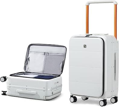 Hanke 24 Inch Checked Luggage with Spinner Wheels Top Open Hard Shell Suitcases TSA Approved Luggage Travel Suitcase with Wide Handle(Smoke White) على Amazon.ae - متتبع الأسعار