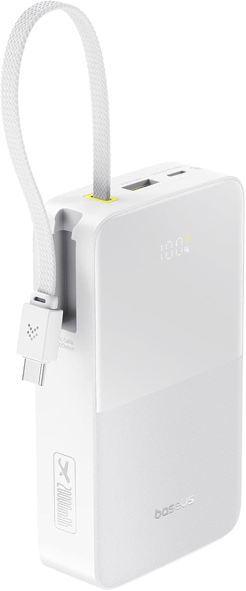 Baseus EnerFill Bipow2 Pro Power Bank 20000mAh With 22.5W USB-C PD And QC 3.0 Fast Charging, Built-in Nylon USB-C Cable, LED Digital Display, Compact Portable Charger For iPhone 16, Airline Approved on Amazon.ae - Price Tracker