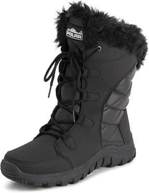 Polar Womens Quilted Faux Fur Cuff Winter Duck Rubber Sole Durable Snow Rain Outdoor Boots on Amazon.ae - Price Tracker