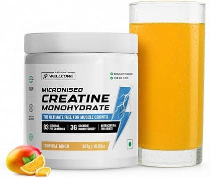 Wellcore - Pure Micronised Creatine Monohydrate Powder | Tropical Tango (307g, 83 Servings) | Rapid Absorption | Enhanced Muscle Strength & Power | Fast Recovery | Increased Muscle Mass - Best Deal Finder