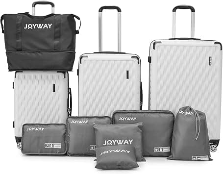 Melalenia Lightweight Travel Hard Shell Suitcase Set TSA Lock 4 Wheels Hand Luggage Trolley, White1, Set da 10 pezzi على Amazon.ae - متتبع الأسعار