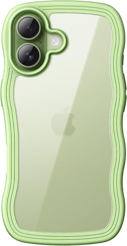 JETech Wavy Case for iPhone 17 6.3-Inch, Cute Wave Frame Curly Shape Shockproof Phone Cover for Women and Girls, Clear Hard PC Back (Sage) on Amazon.ae - Price Tracker