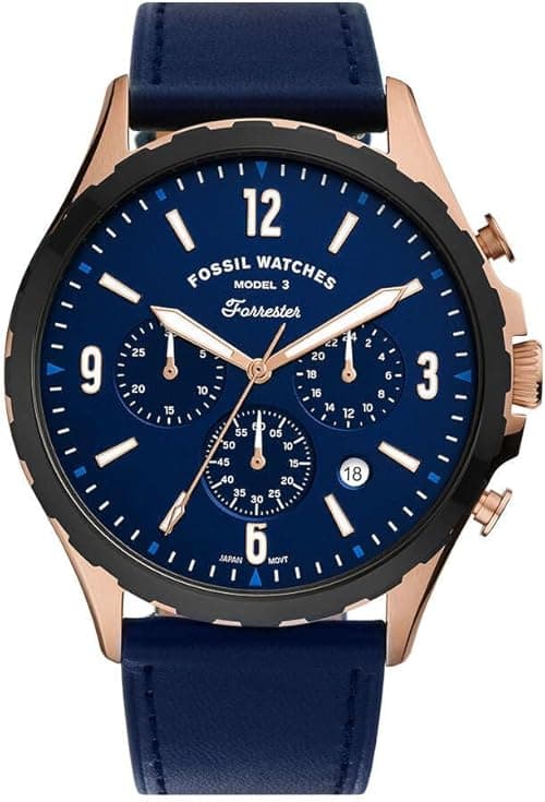 Fossil Men's Forrester Stainless Steel and Leather Quartz Chronograph Watch, Forrester Chronograph Leather Watch - FS5814 on Amazon.ae - Price Tracker