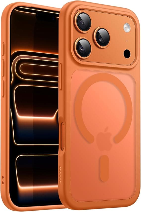 JETech Magnetic Case for iPhone 17 Pro Max 6.9-Inch Compatible with MagSafe, Translucent Matte Back Slim Minimalist Shockproof Phone Cover (Orange) on Amazon.ae - Price Tracker