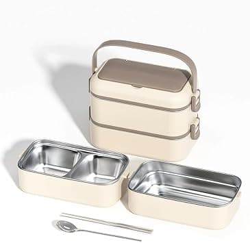Stainless Steel Lunch Box with 4 Compartments, Leak-Proof Bento Box for Kids & Adults, Microwave Safe Food Container with Lid, Durable Portable Meal Prep Lunchbox for School, Office & Travel على Amazon.ae - متتبع الأسعار