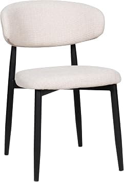 Modern Dining Chair with Curved Back, Beige Upholstered Fabric Seat, Walnut Wood Legs, Mid-Century Style (Beige With Black Leg) على Amazon.ae - متتبع الأسعار