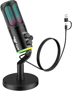 TNW RGB USB Microphone for PC, USB Condenser Gaming Microphone for Podcast Recording Videos with Desktop Stand for PS4, PS5, Mac, Mobile Phone (K18-Wire, Black) on Amazon.ae - Price Tracker
