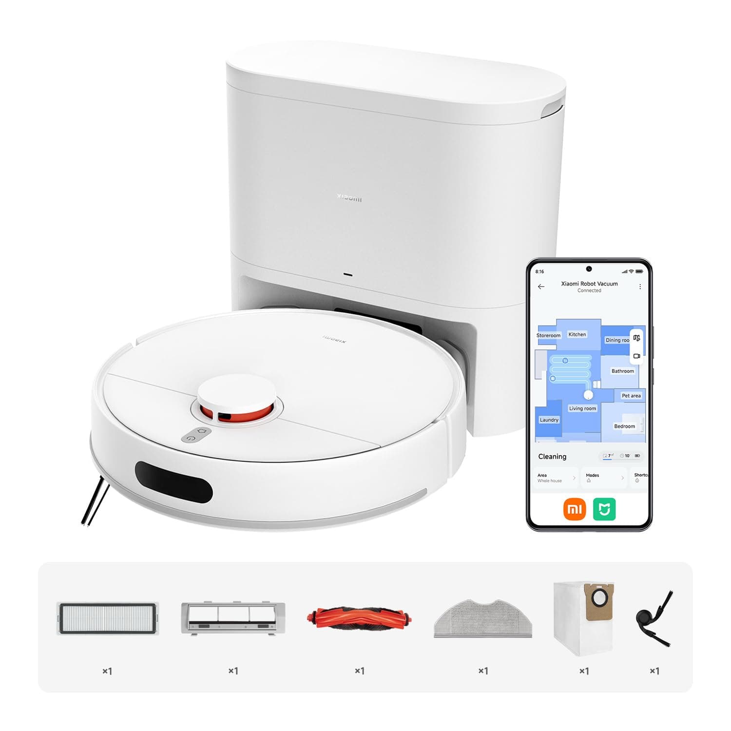 Xiaomi Robot Vacuum H40, 10000Pa powerful suction, LDS Navigation, Smart Mapping, Anti-tangle brush, Auto Dust Emptying, 180min Runtime, Works with Xiaomi Home App, Voice Control on Amazon.ae - Price Tracker