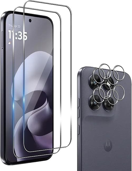 Tempered Glass for Motorola Moto G67/G77 5G, 2 Pieces Screen Protector and 2 Pieces Rear Camera Protector, 9H Hardness HD Bubble-Free Anti-Scratch Tempered Glass Protectors على Amazon.ae - متتبع الأسعار