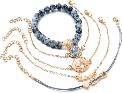 5PCS Love Freedom Power Turquoise Triangle Knot Stackable Open Cuff Bracelet Set Bangle Women - One Size on Amazon.ae - Price Tracker