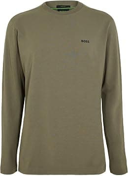 BOSS Men's Long Sleeve Stretch Cotton T-Shirt with Contrast Logo - Best Deal Finder