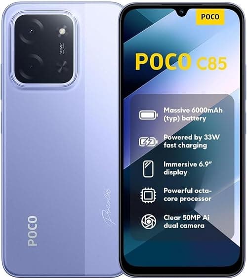 POCO C85 Purple 8GB RAM 256GB ROM on Amazon - Best Deal Finder