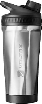 VOLTRX ChillMix Shaker Bottle Insulated Stainless Steel - USB C Rechargeable Electric Protein Shake Mixer, Shaker Cups for Protein Shakes and Meal Replacement, Chrome Steel, 16 oz - Best Deal Finder