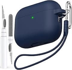 [4in1] Betcolyn for Apple Airpods Pro3 Earbuds Case, Soft Silicone Protective Cover with Keychain and Lanyard and Cleaning kit for Women Men Shockproof Skin- (Dark Blue) - Amazon.ae Price Tracker