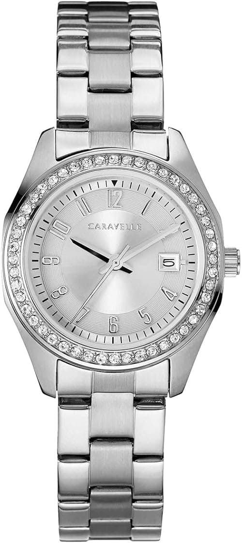 Bulova Caravelle Ladies' Petite Sport 3-Hand Date Watch, Crystal Accents, Arabic Markers على Amazon.ae - متتبع الأسعار