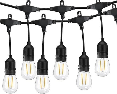 49FT Outdoor LED String Lights with 15Pcs +1 Spare 2W S14 LED Bulbs, Heavy Duty Waterproof Garden String Festoon Lights for Wedding Yard Decking Patio on Amazon.ae - Price Tracker