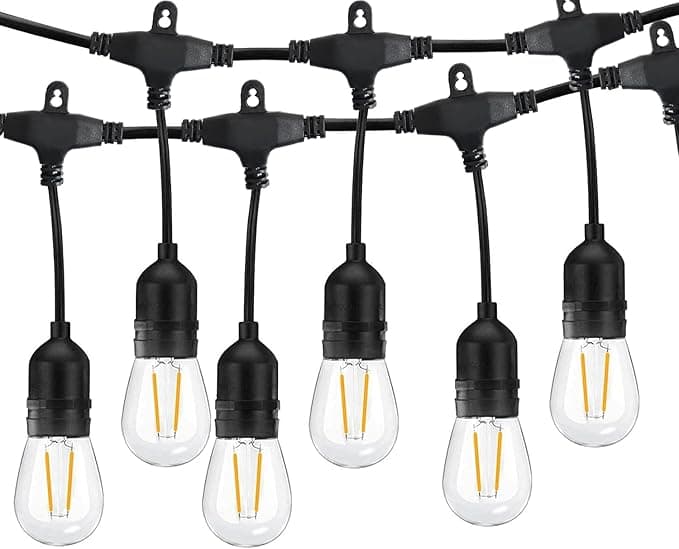 49FT Outdoor LED String Lights with 15Pcs +1 Spare 2W S14 LED Bulbs, Heavy Duty Waterproof Garden String Festoon Lights for Wedding Yard Decking Patio on Amazon.ae - Price Tracker