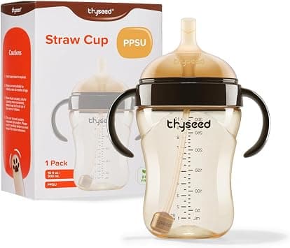 thyseed PPSU Weighted Straw Cup with Handles Toddlers Transition Bottles to Sippy Cups No Spill Learner Milk Water Baby Bottle Soft Silicone Spout Dishwasher Safe BPA Free 6+ Months 10oz/300mL 1 Pack on Amazon.ae - Price Tracker