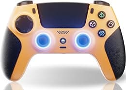 CAWOOSOO Yellow Wireless Controller Compatible for PS5/Pro/Slim/PC, Gradient Color RGB mode & haptic feedback & 1000 mAH battery & 3.5mm Audio Jack & Speaker - متتبع أسعار Amazon.sa