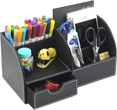 Desk Organizer Multi-Function Pencil Holder Organizer 7 Compartments with Drawer Desktop Storage Box (Black) on Amazon.ae - Price Tracker