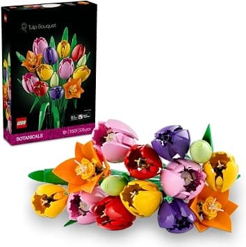 LEGO Botanicals Tulip Bouquet - Artificial Flowers Building Set for Adults - incl. 14 Faux Tulips in 5 Colours for Table & Home Decor - DIY Gift Idea for Women - 11501 - متتبع أسعار Amazon.sa