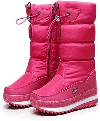 Winter Snow Boots for Women,Comfortable Outdoor Thick Plush Waterproof Non-Slip Fur Lined Frosty Snow Boots,Mid Calf Booties Waterproof Outdoor Snow Boots on Amazon.ae - Price Tracker