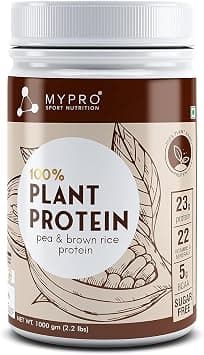 Mypro Sport Nutrition Plant Protein Powder Pea & Brown Rice Protein (23g protein,22 Vitamins minerals,5g BCAA) Plant Based Protein Supplement For Men & Women(Vanilla Coconut Ice-Cream Flavour,500 gm) - Best Deal Finder