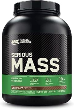 Optimum Nutrition (ON) Serious Mass: Protein Powder, 50 Grams of Protein, Vitamin C, Zinc And Vitamin D for Immune Support - Chocolate, 6 Lbs (2.72 kg) - متتبع أسعار Amazon.sa