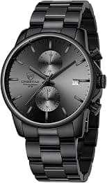 GOLDEN HOUR Fashion Business Mens Watches with Stainless Steel Waterproof Chronograph Quartz Watch for Men, Auto Date - Best Deal Finder