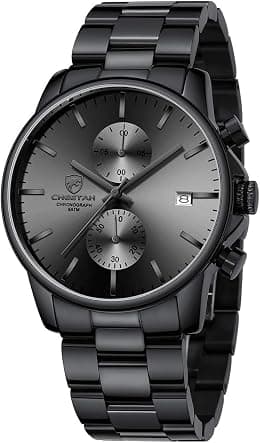 GOLDEN HOUR Fashion Business Mens Watches with Stainless Steel Waterproof Chronograph Quartz Watch for Men, Auto Date - Best Deal Finder
