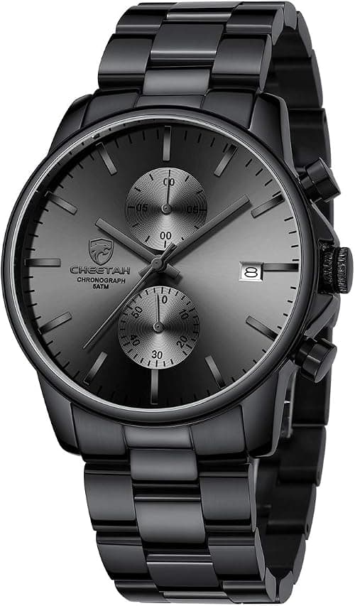 GOLDEN HOUR Fashion Business Mens Watches with Stainless Steel Waterproof Chronograph Quartz Watch for Men, Auto Date على Amazon.ae - متتبع الأسعار