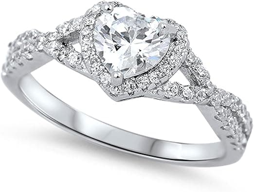 CHOOSE YOUR COLOR Sterling Silver Heart Halo Promise Ring on Amazon.ae - Price Tracker