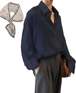 Pantete Womens Satin Silk Button Down Shirt Long Sleeve Casual Office Blouse Top Breathable & Silky - Best Deal Finder