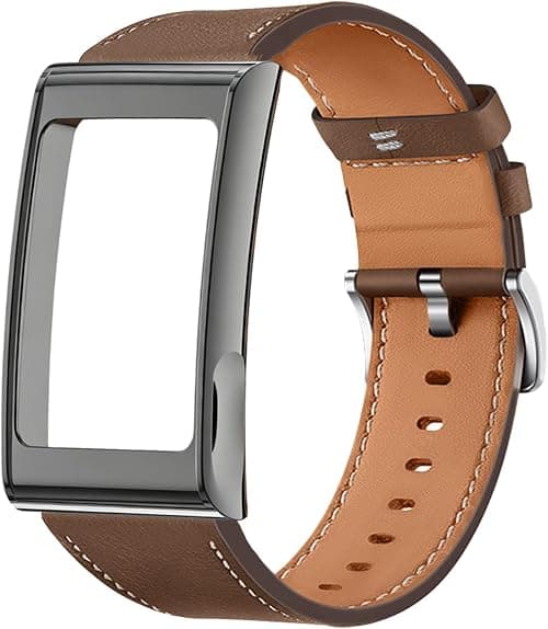 Leather Watch Strap 22mm Strap Compatible with Amazfit Helio, Men's Replacement Wristband with Buckle Stainless Steel and Helio Protective Case على Amazon.ae - متتبع الأسعار