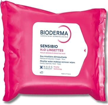 BioDerma Sensibio H2O Micellar Water 25 Make Up Removing Wipes for Sensitive Skin, White - Best Deal Finder