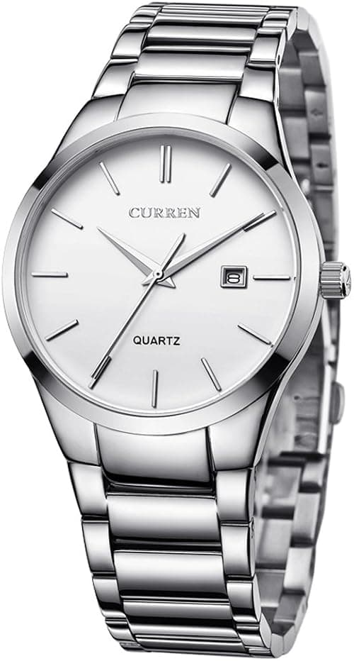 CURREN Herren-Armbanduhren, klassisch, schwarz/silber, Stahlband, Quarz, Analog-Armbanduhr mit Datum fr Mann ... on Amazon.ae - Price Tracker