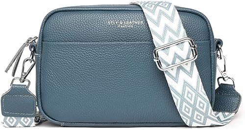 Crossbody Bag for Women Genuine Leather Wide Strap Shoulder Bag Purse Trendy Design Camera Crossbody Purse Top Zip on Amazon.ae - Price Tracker