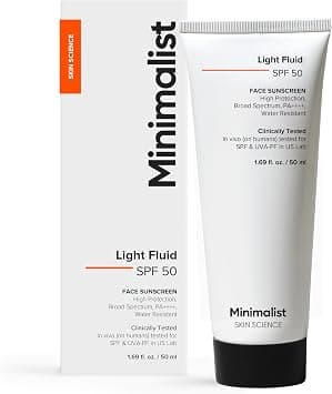Minimalist Light Fluid Sunscreen SPF 50 PA++++ | Clinically Tested in US (In-Vivo) | No White Cast | Broad Spectrum | Lightweight, Water & Sweat Resistant | For Women & Men | 50ml - Amazon.ae Price Tracker