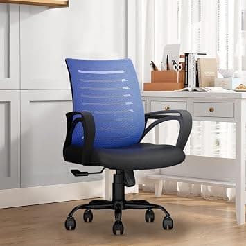 CELLBELL Desire C104 Mesh Mid Back Ergonomic Office Chair/Study Chair/Revolving Chair/Computer Chair for Work from Home Metal Base Seat Height Adjustable Chair (Blue) على Amazon.ae - متتبع الأسعار