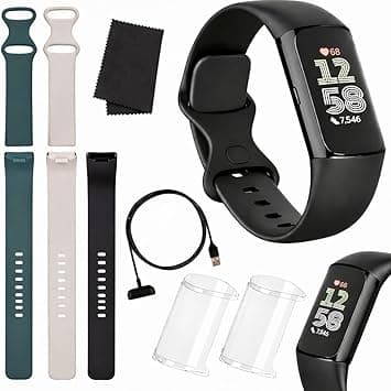 Fitbit Charge 6 Fitness Tracker (Bundle) – Black/Obsidian – Heart Rate, GPS, Sleep & Stress Tracking + Fast Charger, & Cleaning Cloth (Black) - Amazon.ae Price Tracker