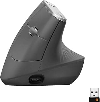 Logitech MX Vertical Ergonomic Wireless Mouse, Multi-Computer, 2.4GHz/Bluetooth with Unifying USB Receiver, Optical Tracking 4000 dpi, 4 Buttons, Quick Charge, Laptop/PC/Mac/iPad OS - Black. - Best Deal Finder