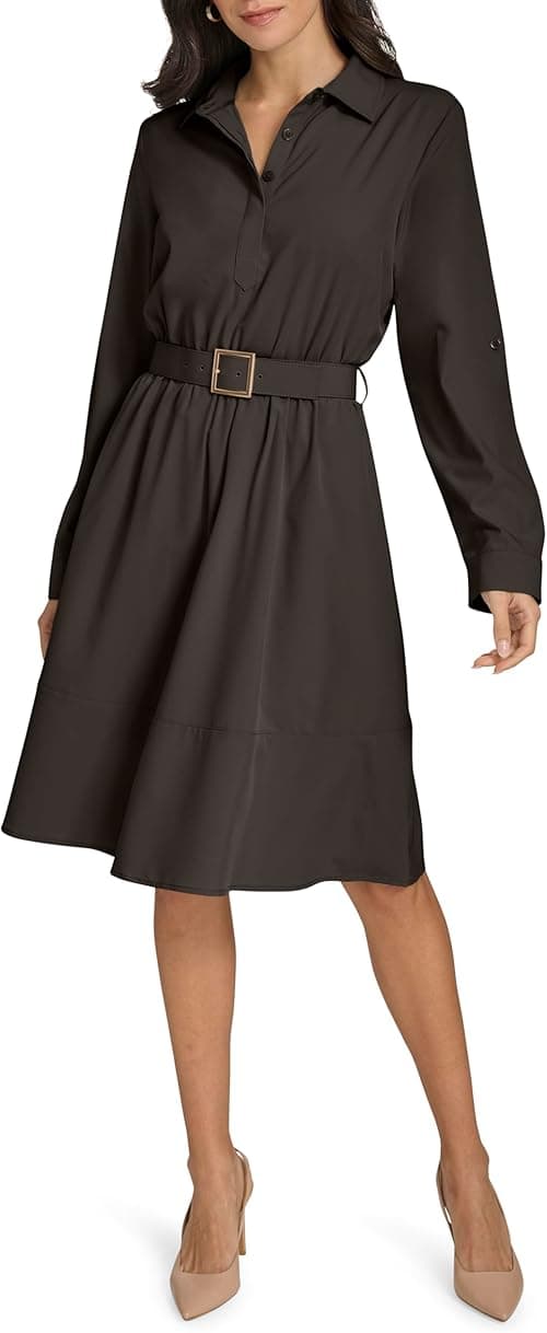 Calvin Klein womens Casual Everyday Long Sleeve Aline Dress Dress on Amazon.ae - Price Tracker